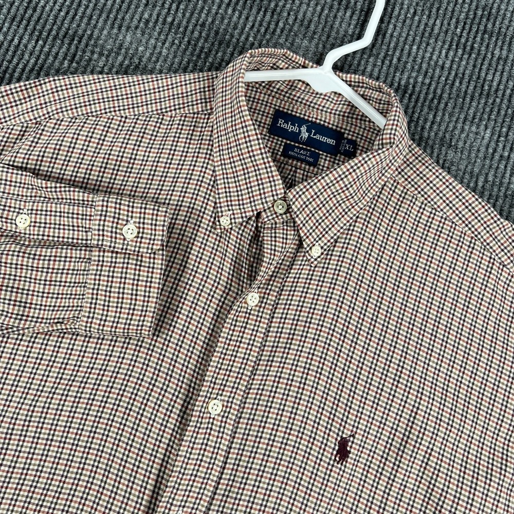 Ralph Lauren Shirt Mens XL Extra Large Brown Long Sleeve Button Down Check